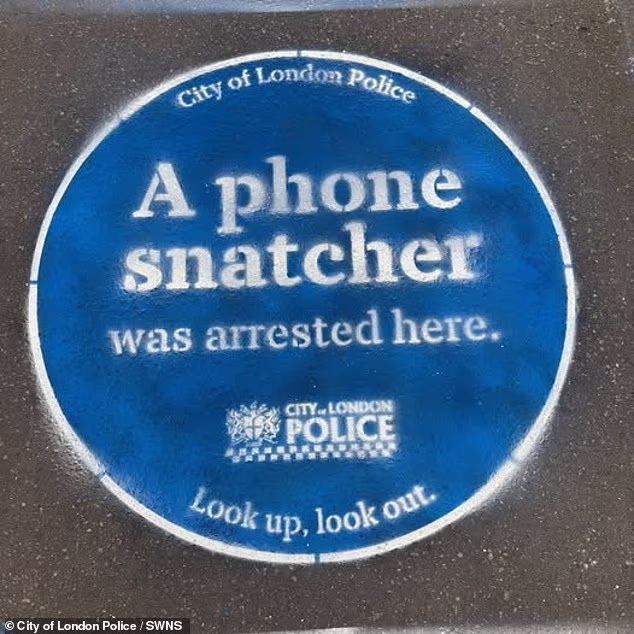 Pavement plaques warn Londoners as 61,000 phones snatched in 2025 Pavement plaques warn Londoners as 61,000 phones snatched in 2025