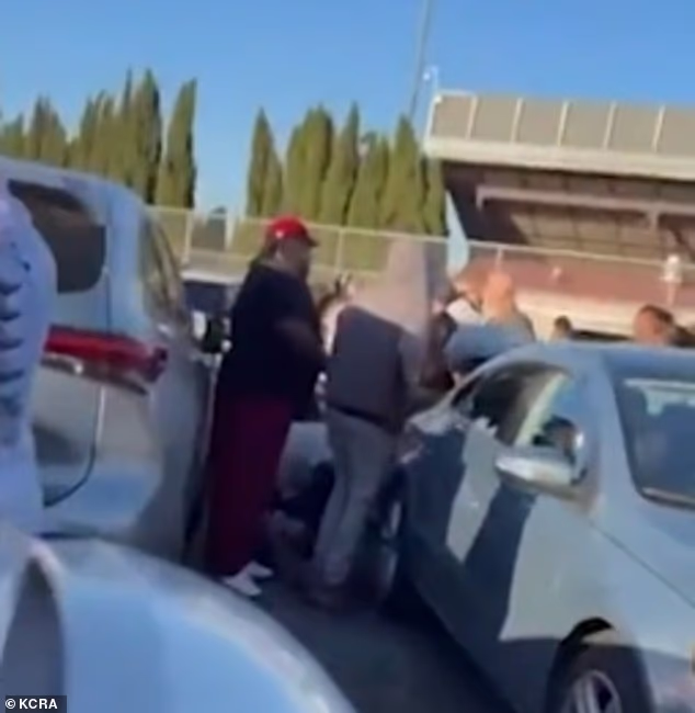 Emergency response at the Fairfield High School stadium car park after the graduation shooting